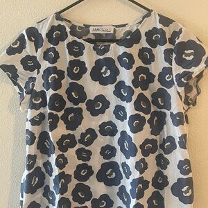 Amici Blue and White Floral Tops